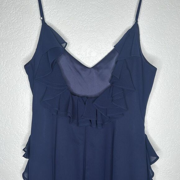 NWT MILLY Raya CHIFFON DEVORE DRESS Navy Size 12 - Picture 8 of 14